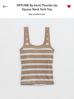 aerie Tan and Light Blue Striped Square Neck Tank Top